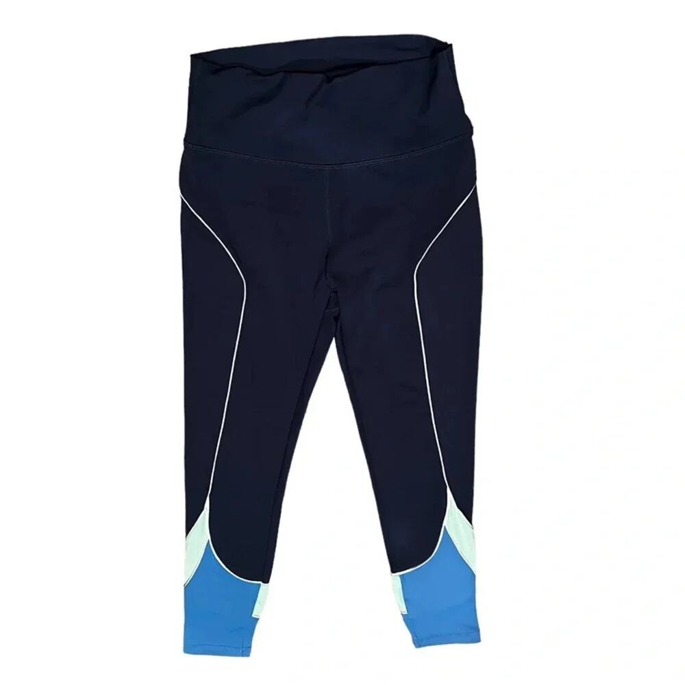 WILO SPORT LEGGINGS CROP NAVY/MINT SIZE L NWT